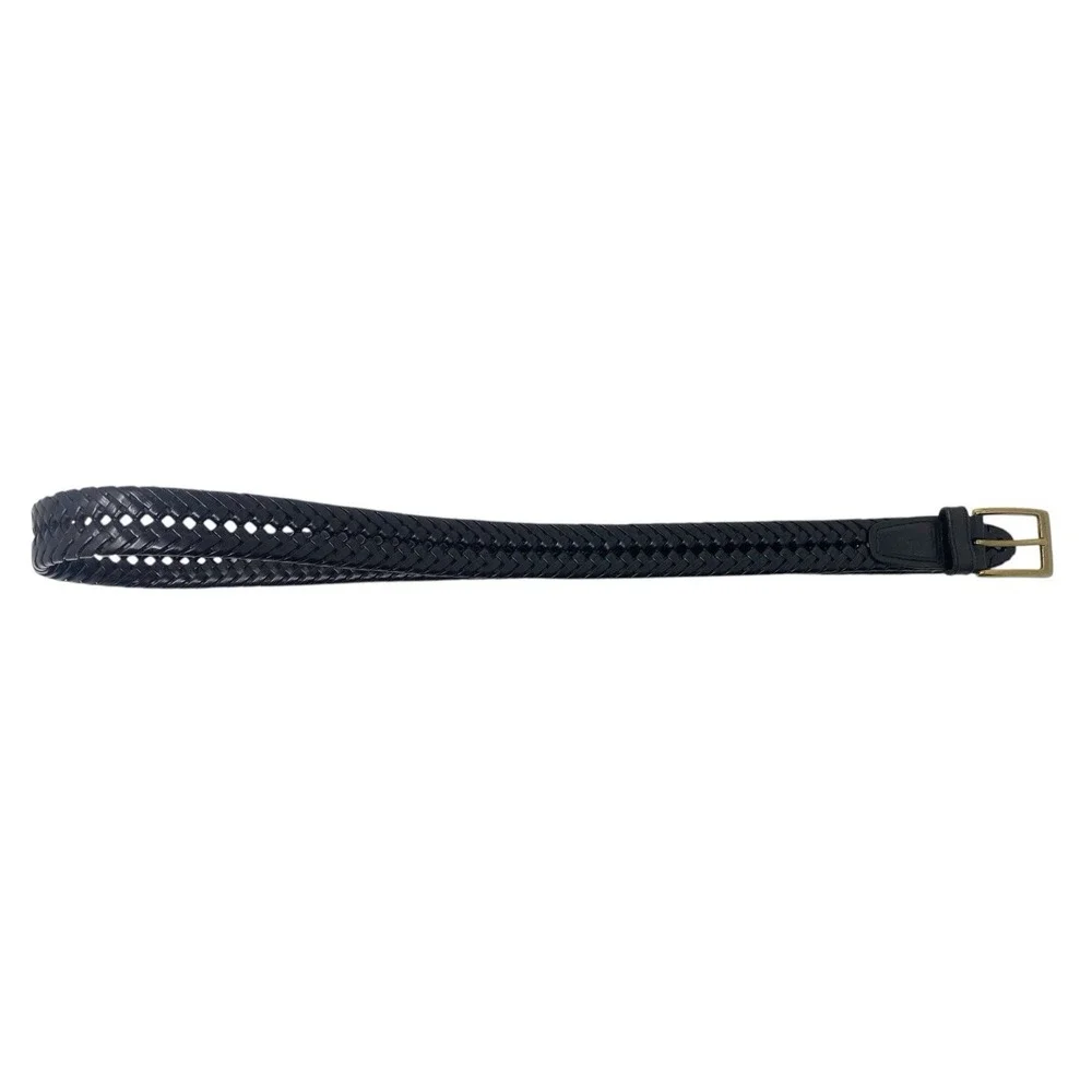 Dockers Mens Black Bonded Leather Woven Belt Size 38 Classic Business Career